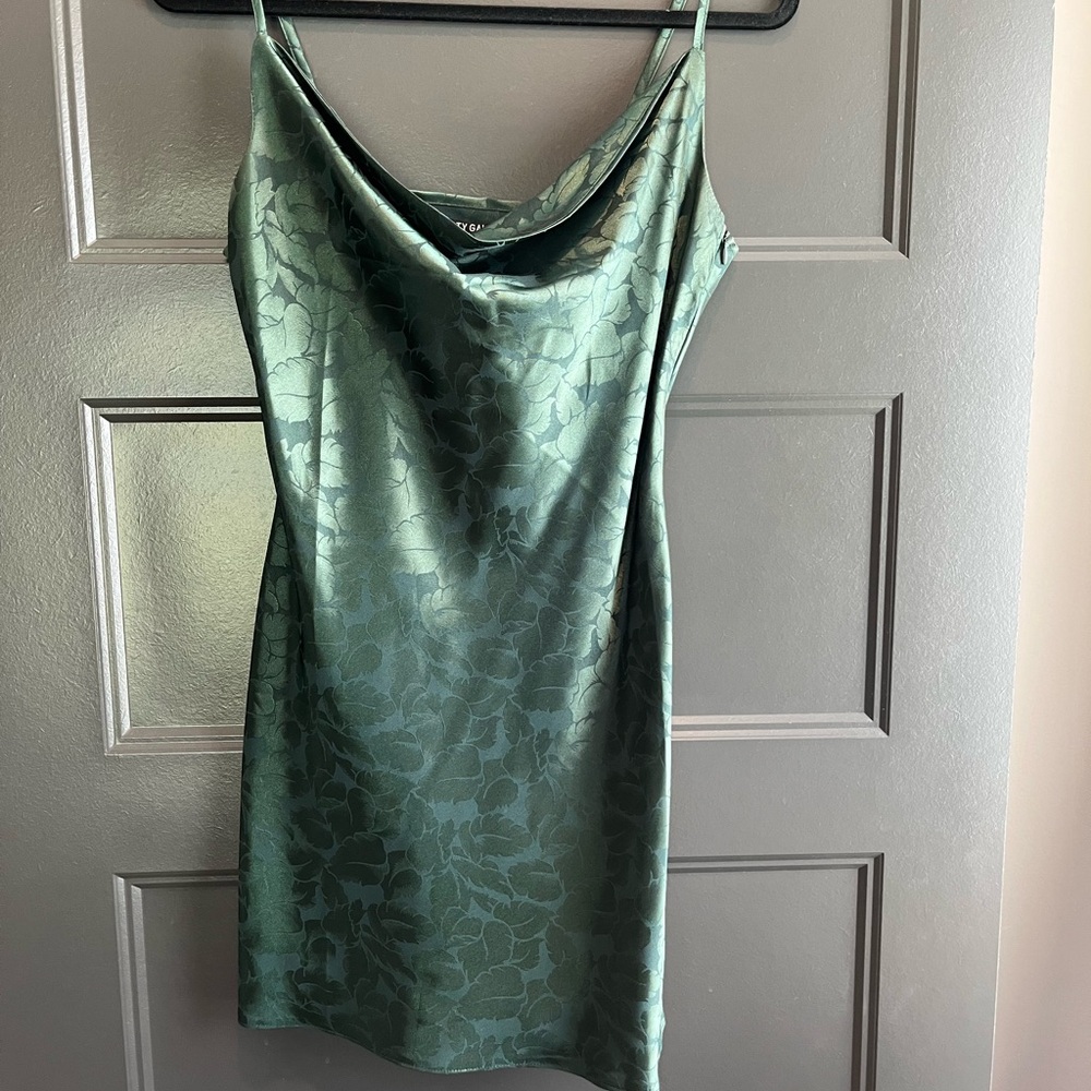 Nasty Gal Dark Green Floral Dress
